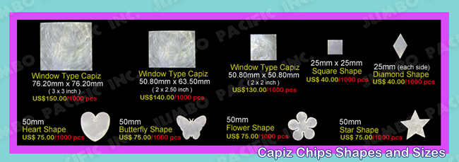 Formas Assorted de microplaquetas do capiz